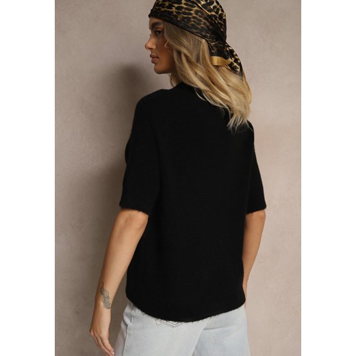 Czarny Sweter o Fasonie T-shirtu z Wełną Dannirae Renee ONE SIZE renee.pl wyprzedaż