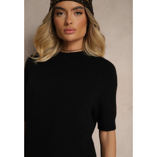 Czarny Sweter o Fasonie T-shirtu z Wełną Dannirae Renee ONE SIZE okazja renee.pl