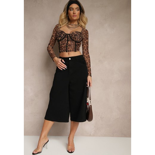Czarne Szorty Jeansowe High Waist Typu Bermudy Baggy Sonallea ze sklepu renee.pl w kategorii Szorty - zdjęcie 179955459