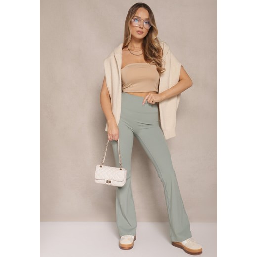 Miętowe Legginsy Dzwony High Waist Korivienne ze sklepu renee.pl w kategorii Spodnie damskie - zdjęcie 179955815