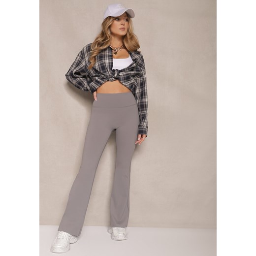 Ciemnoszare Legginsy Dzwony High Waist Korivienne ze sklepu renee.pl w kategorii Spodnie damskie - zdjęcie 179955819
