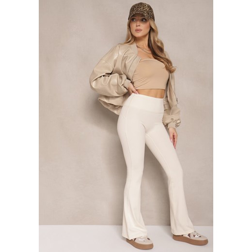 Beżowe Legginsy Typu Dzwony High Waist Edinelia ze sklepu renee.pl w kategorii Spodnie damskie - zdjęcie 179955839
