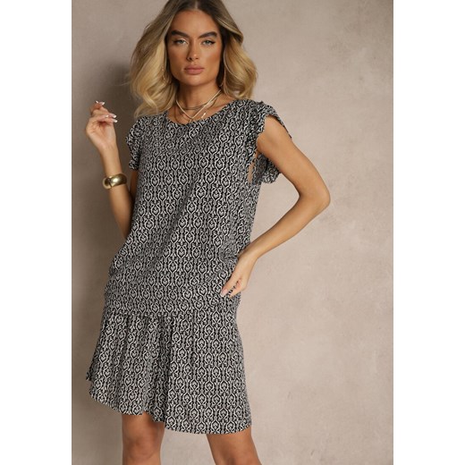 Czarny Komplet z Bawełny Zdobiony Etnicznym Printem T-shirt i Szorty Sarilena Renee L renee.pl okazyjna cena