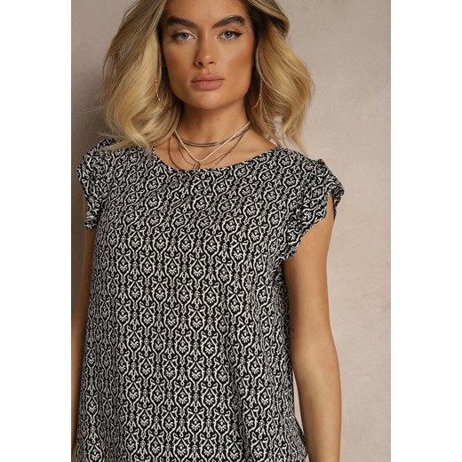 Czarny Komplet z Bawełny Zdobiony Etnicznym Printem T-shirt i Szorty Sarilena Renee M promocyjna cena renee.pl