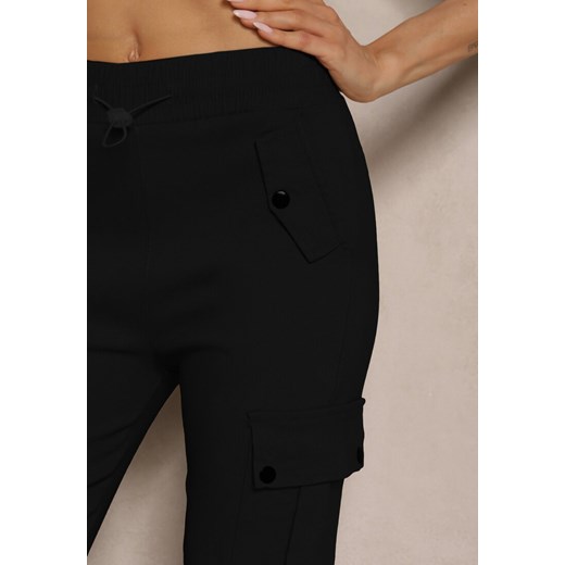 Czarne Spodnie Cargo z Bawełną High Waist Evianirae Renee L okazyjna cena renee.pl