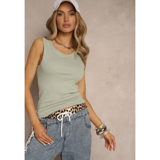 Jasnozielony Basicowy Top z Bawełny Lisira Renee L okazja renee.pl