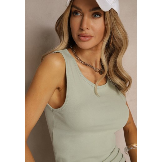 Jasnozielony Basicowy Top z Bawełny Lisira Renee XL okazyjna cena renee.pl