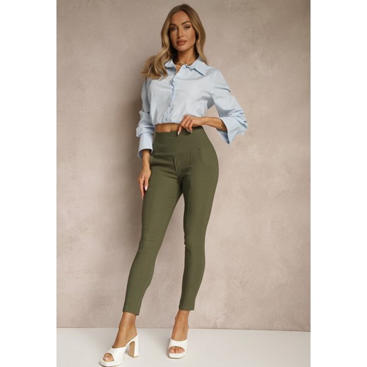 Ciemnozielone Spodnie Skinny High Waist Kolanira ze sklepu renee.pl w kategorii Spodnie damskie - zdjęcie 179959519