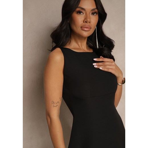 Czarna Taliowana Sukienka w Eleganckim Stylu Velzedia Renee S wyprzedaż renee.pl