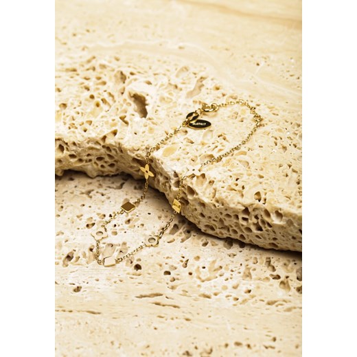 Złota Bransoletka Ozdobiona Geometrycznymi Aplikacjami Turaze Renee uniwersalny promocja renee.pl
