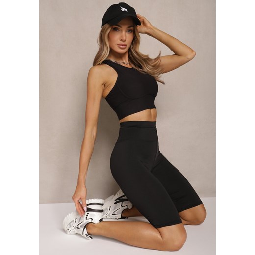 Czarne Szorty Kolarki High Waist z Elastyczną Talią Evirita ze sklepu renee.pl w kategorii Szorty - zdjęcie 179964889
