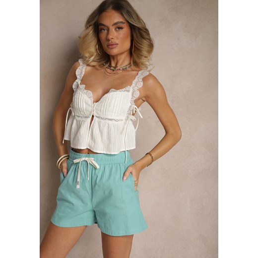 Jasnoniebieskie Szorty z Bawełny High Waist Elliorea ze sklepu renee.pl w kategorii Szorty - zdjęcie 179964939