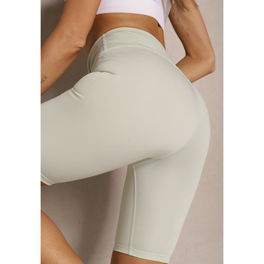 Jasnozielone Szorty Kolarki High Waist Ellisovia Renee M wyprzedaż renee.pl