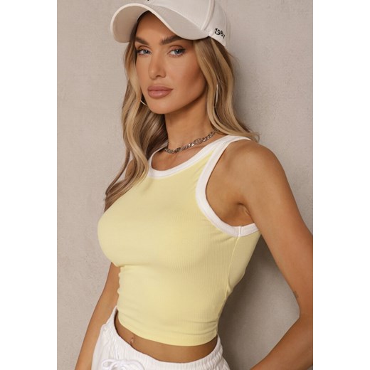 Żółty Top z Prążkowanego Materiału z Lamówką Sonindra Renee S promocja renee.pl