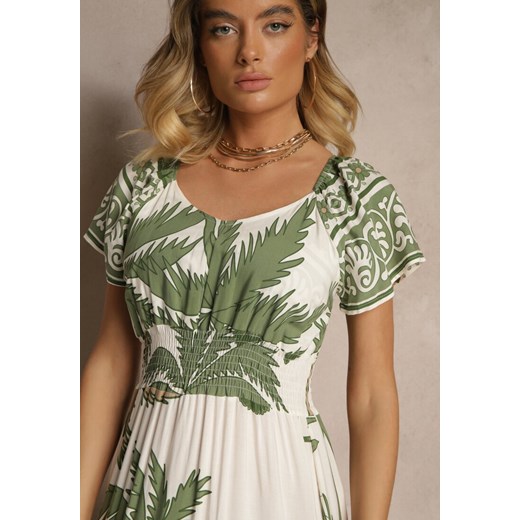Zielona Sukienka Rozkloszowana z Wiskozy w Boho Wzór Elliseira Renee L wyprzedaż renee.pl