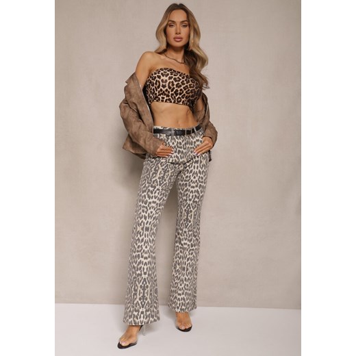Panterkowe Panterkowe Jeansy Typu Dzwony z Bawełny High Waist Soparae ze sklepu renee.pl w kategorii Jeansy damskie - zdjęcie 179966839