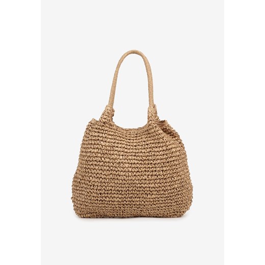 Ciemnobeżowa Plażowa Torebka Shopper z Plecionki Meriela ze sklepu renee.pl w kategorii Torby letnie - zdjęcie 179966906