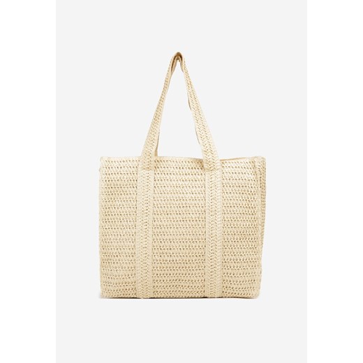 Beżowa Torebka Shopper Plażowa z Plecionki Galavisena ze sklepu renee.pl w kategorii Torby letnie - zdjęcie 179966909