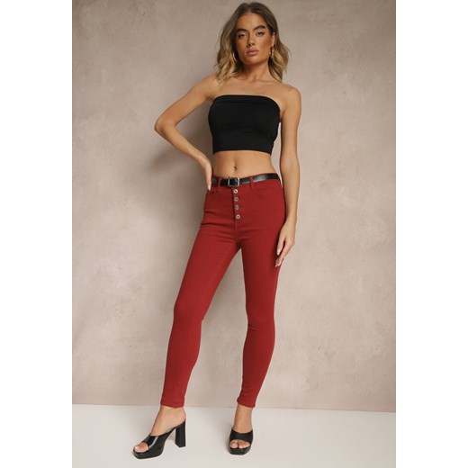 Bordowe Spodnie Skinny Winvienne ze sklepu renee.pl w kategorii Spodnie damskie - zdjęcie 179968325