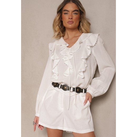 Białe Szorty z Bawełną High Waist w Klasycznym Stylu Sefore ze sklepu renee.pl w kategorii Szorty - zdjęcie 179968696