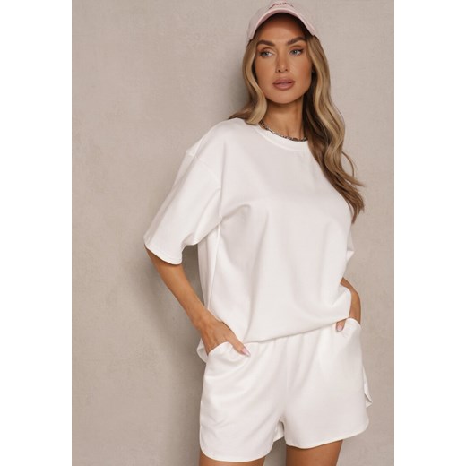 Biały Basicowy T-shirt z Bawełną Meronissea ze sklepu renee.pl w kategorii Bluzki damskie - zdjęcie 179968816