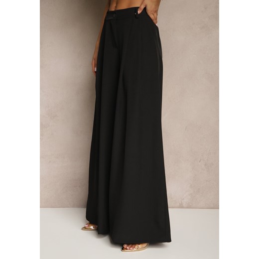 Czarne Spodnie Garniturowe o Szerokim Kroju High Waist Peavelle Renee S promocyjna cena renee.pl