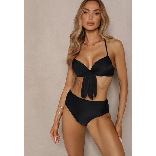Czarne Bikini Wiązany Biustonosz i Majtki Typu Figi Fevarelia ze sklepu renee.pl w kategorii Stroje kąpielowe - zdjęcie 179969425