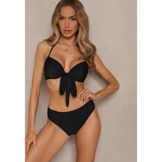 Czarne Bikini  Majtki Figi Biustonosz z Wiązaniem i Kwiatowe Pareo Folanira ze sklepu renee.pl w kategorii Stroje kąpielowe - zdjęcie 179969455