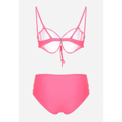 Różowe Bikini Biustonosz i Majtki Figi High Waist z Siateczkowymi Zdobieniami Renee 50 okazja renee.pl