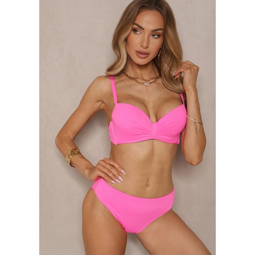 Fuksjowe Bikini Majtki Typu Figi Marszczony Biustonosz i Pareo Natovena ze sklepu renee.pl w kategorii Stroje kąpielowe - zdjęcie 179971839