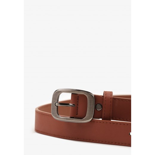 Brązowy Klasyczny Pasek z Klamrą o Geometrycznym Kształcie Revadelle Renee ONE SIZE renee.pl okazja