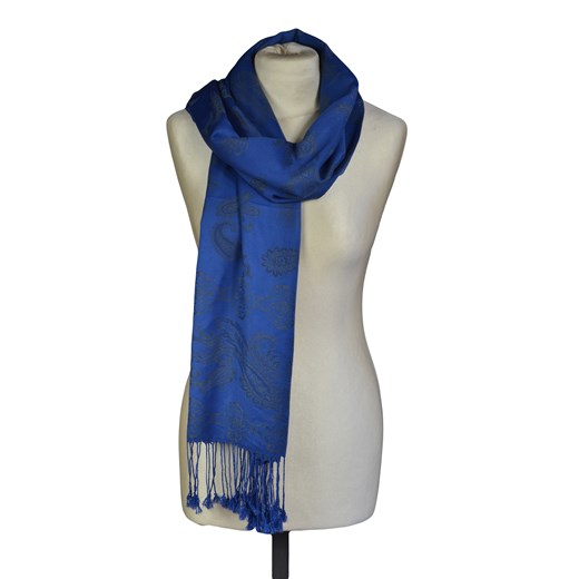 ELEGANCKI KOBALTOWY SZAL Z WZOREM PAISLEY allora niebieski Szaliki
