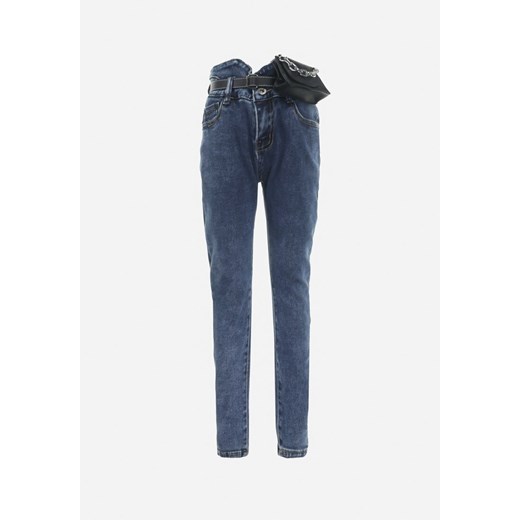 Niebieskie Jeansy Skinny z Paskiem i Saszetką Nigoveni ze sklepu born2be.pl w kategorii Spodnie dziewczęce - zdjęcie 180015057