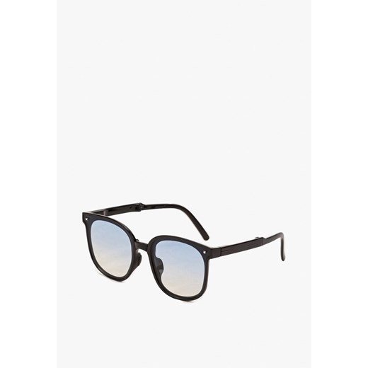 Niebieskie Duże Okulary Przeciwsłoneczne z Metalicznym Detalem Tweeda ze sklepu born2be.pl w kategorii Okulary przeciwsłoneczne damskie - zdjęcie 180031445