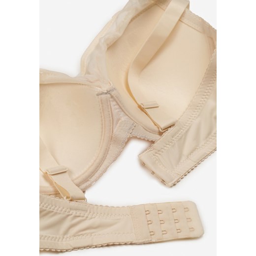 Beżowy Koronkowy Biustonosz Full Cup z Ozdobną Zawieszką Vikelia 95D wyprzedaż born2be.pl