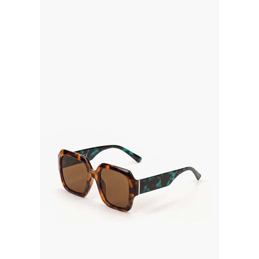 Brązowo-Niebieskie Okulary Przeciwsłoneczne z Szerokimi Geometrycznymi Oprawkami Wanena ze sklepu born2be.pl w kategorii Okulary przeciwsłoneczne damskie - zdjęcie 180052566