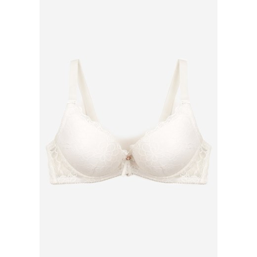 Jasnobeżowy Biustonosz Push-Up z Koronkowego Materiału Chrisianna 105E promocja born2be.pl