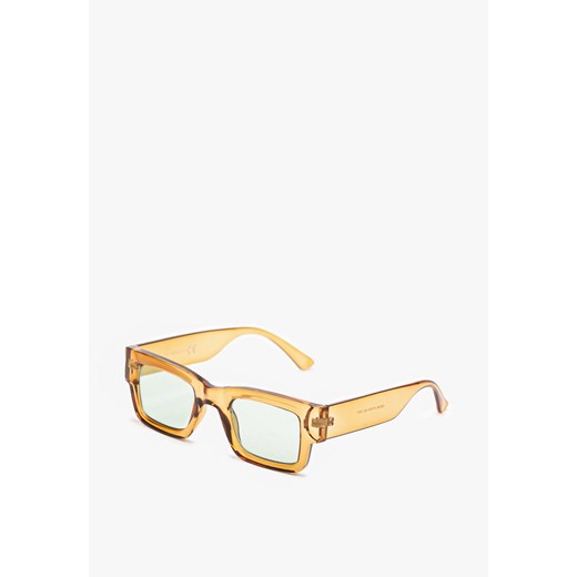 Beżowe Prostokątne Okulary Przeciwsłoneczne z Filtrem UV Elledenira ze sklepu born2be.pl w kategorii Okulary przeciwsłoneczne męskie - zdjęcie 180075609