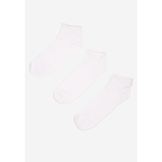 Białe 3-pack Gładkie Skarpety Do Kostki Nevenna ze sklepu born2be.pl w kategorii Skarpetki męskie - zdjęcie 180084568