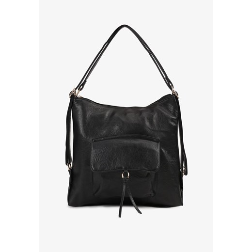 Czarna Torebka Shopper z Regulowanymi Rączkami i Dodatkową Kieszenią z Przodu Erirae ze sklepu born2be.pl w kategorii Torby Shopper bag - zdjęcie 180093859
