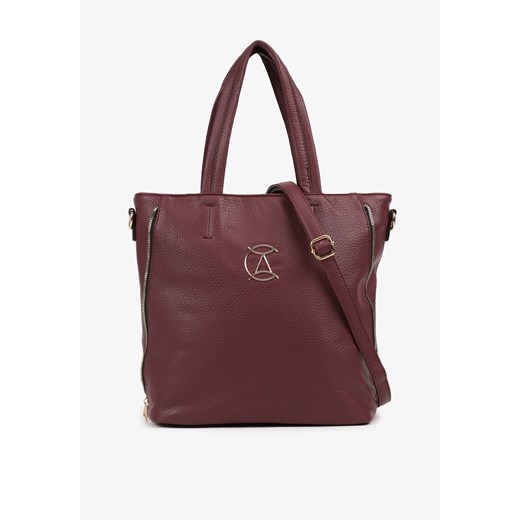 Bordowa Torebka w Stylu Shopperki z Dodatkowym Regulowanym Paskiem Gemeriana ze sklepu born2be.pl w kategorii Torby Shopper bag - zdjęcie 180112119