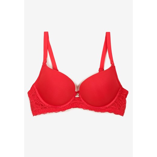 Czerwony Biustonosz Typu Full Cup Push-Up z Koronką Politi 80B promocyjna cena born2be.pl