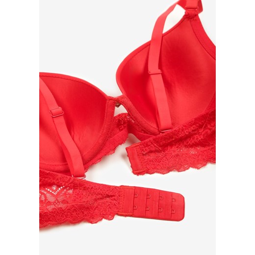 Czerwony Biustonosz Typu Full Cup Push-Up z Koronką Politi 80B born2be.pl okazja