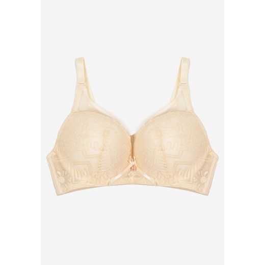 Jasnobeżowy Biustonosz Typu Full Cup z Koronkowym Zdobieniem Ravisella 90C okazja born2be.pl