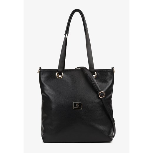 Czarna Torebka Shopperka z Metalicznymi Wstawkami Lanastiela ze sklepu born2be.pl w kategorii Torby Shopper bag - zdjęcie 180131005