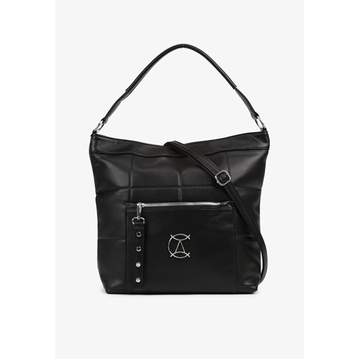 Czarna Torebka Ozdobiona Pikowaniem i Metaliczną Aplikacją Mrulla ze sklepu born2be.pl w kategorii Torby Shopper bag - zdjęcie 180131008