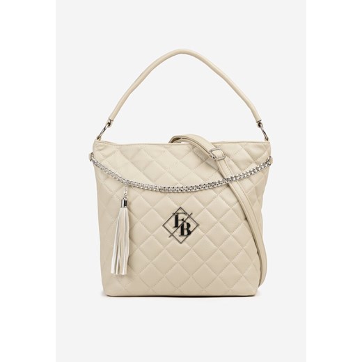Beżowa   Torebka Pikowana Shopper z Paskiem Lanelea ze sklepu born2be.pl w kategorii Torby Shopper bag - zdjęcie 180131077
