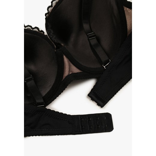 Czarno-Beżowy Biustonosz Typu Full Cup z Ozdobną Koronką Lanithiel 85C promocja born2be.pl