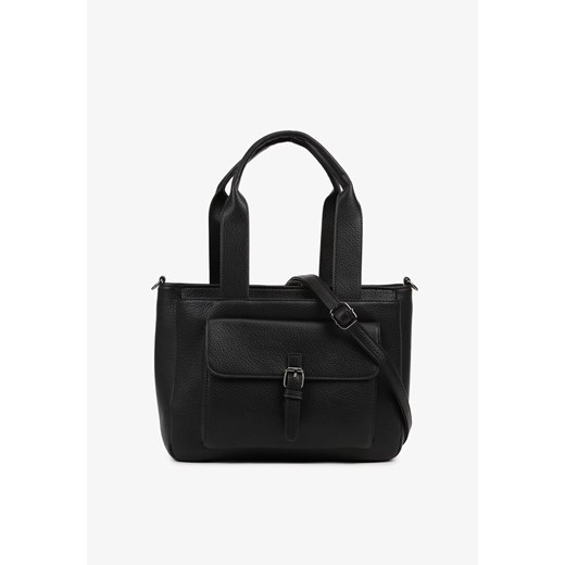 Czarna Torebka Shopperka z Kieszonką z Klamrą i Dodatkowym Paskiem Koladoria ze sklepu born2be.pl w kategorii Torby Shopper bag - zdjęcie 180144127