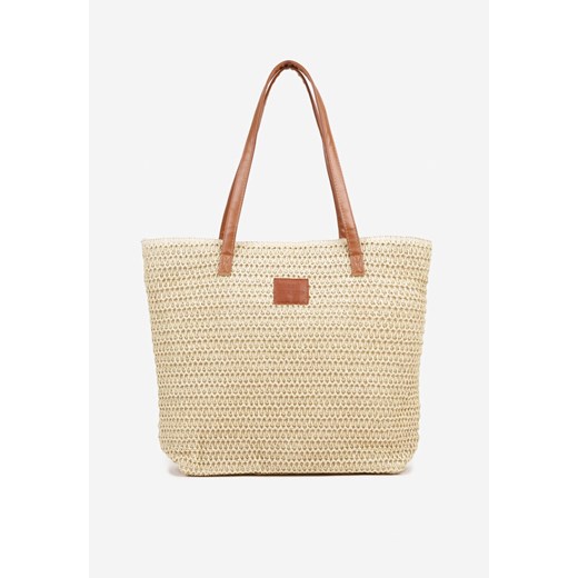 Beżowa Pleciona Torebka Plażowa Shopper Odelinea ze sklepu born2be.pl w kategorii Torby letnie - zdjęcie 180158536